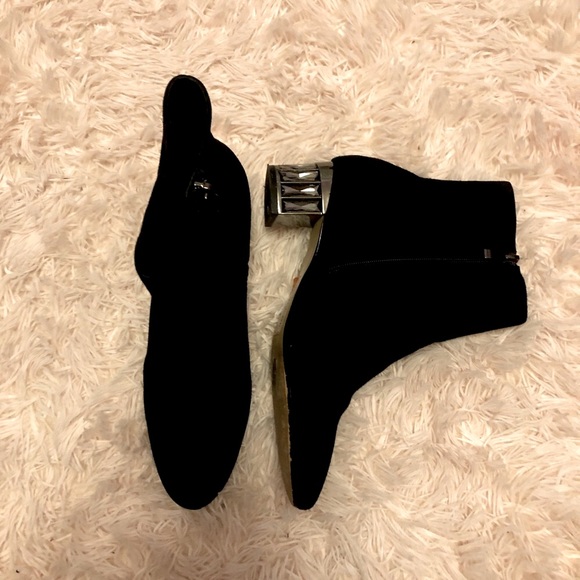 Town Shoes Suede Crystal Heel Ankle Booties - Picture 2 of 2